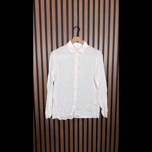 Maje Shirt 1 / Small Women’s White Long Sleeve Button Blouse Cosmos